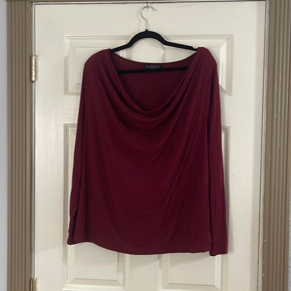 Eloquii Wine Cowl Long Sleeved Tee 18/20